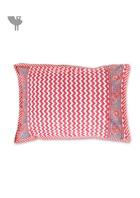40s Cotton Pillow Cover in Floral Block Print
